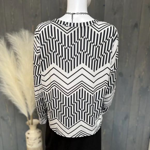 NWOT The Zig Zag Stripe Women’s Geometric Chevron Print Top Size Large Leng… - Picture 3 of 8